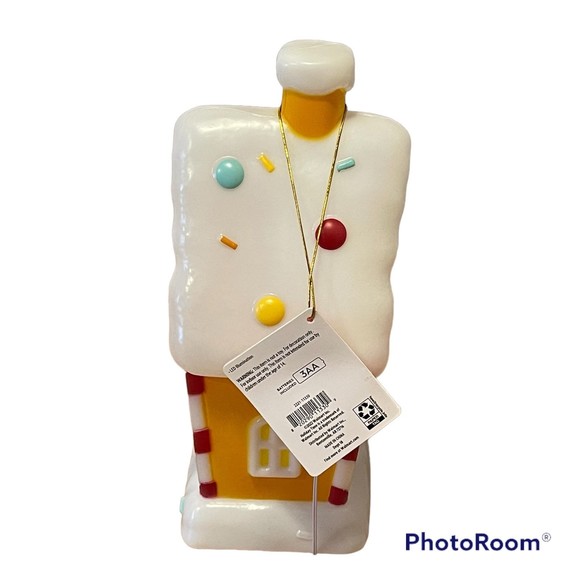 Holiday Time 11" Plastic LED Yellow Gingerbread House, Indoor Christmas Decor - Picture 3 of 7